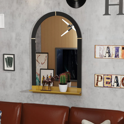 Modern Arched Wall Mirror with Shelf – 20x30" Gold Decorative Mirror for Entryway & Living Room