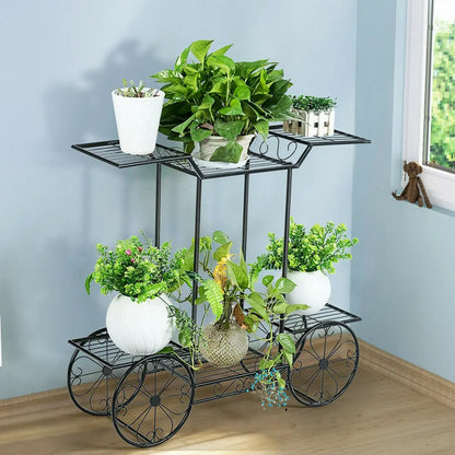 6-Tier Wrought Iron Plant Stand – Indoor/Outdoor Garden Cart Display Shelf for Home Décor