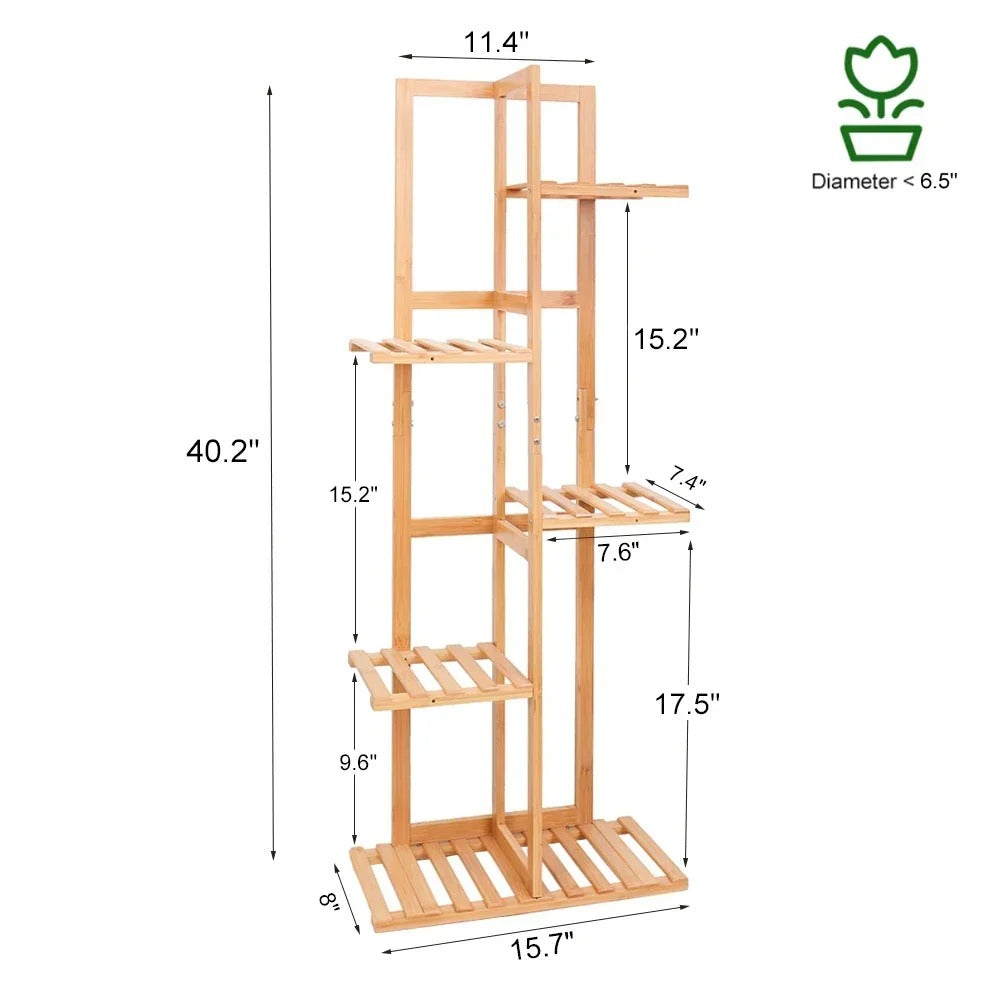 5 / 6 Tier Tall Bamboo Corner Plant Stand – Indoor & Outdoor Flower Display Rack