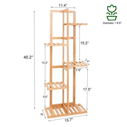 5 / 6 Tier Tall Bamboo Corner Plant Stand – Indoor & Outdoor Flower Display Rack