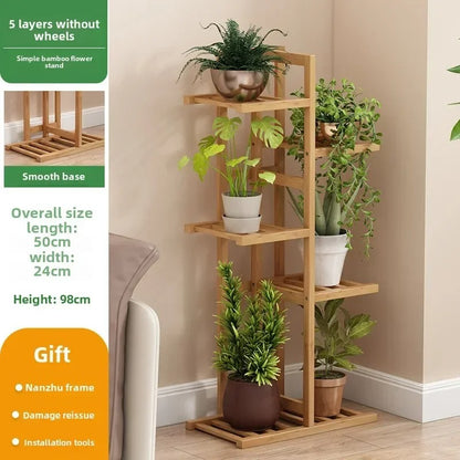 5 / 6 Tier Tall Bamboo Corner Plant Stand – Indoor & Outdoor Flower Display Rack