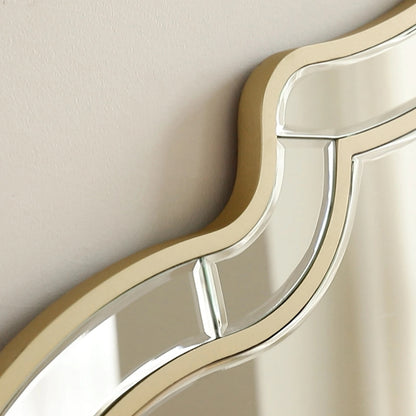 Large Gold Wall Mirror with Glass Frame – Modern Accent Mirror with Golden Rim for Living Room & Hallway Decor
