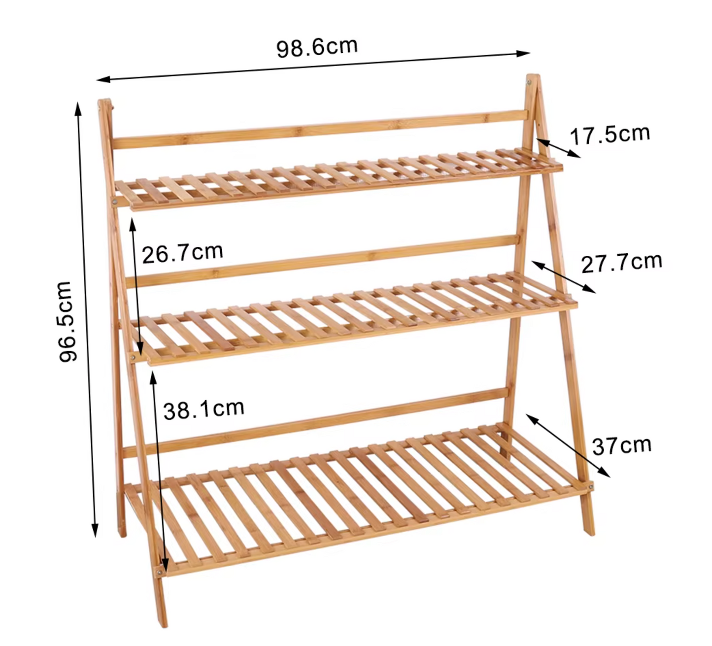 3-Tier Bamboo Ladder Shelf – A Stylish Flower & Plant Rack for Indoor/Outdoor Use