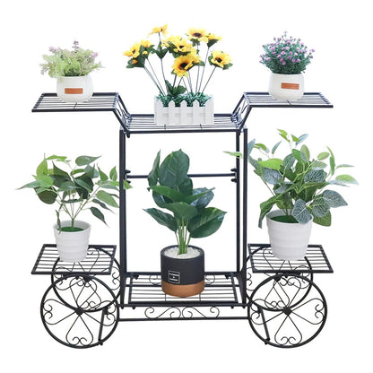 6-Tier Wrought Iron Plant Stand – Indoor/Outdoor Garden Cart Display Shelf for Home Décor