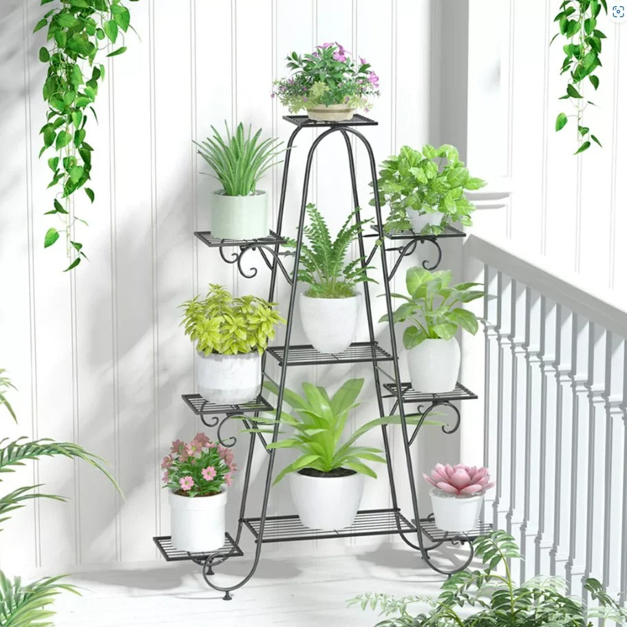 9 Tiers Metal Plant Stand Multi-layer Flower Pots Holder Display Rack for Garden Patio Balcony