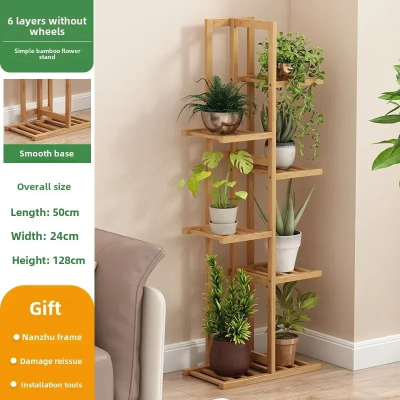 5 / 6 Tier Tall Bamboo Corner Plant Stand – Indoor & Outdoor Flower Display Rack