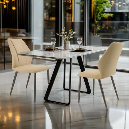 Elegant Dining Chairs Set of 2 Microfiber Leather Armless (2pcs)