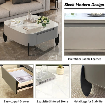 Luxury Modern Advanced Artistic Sense Living Room Small Apartment Quiet Wind Saddle Belt Square