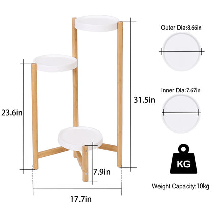 3-Tier Bamboo Plant Stand – Elegant Flower Shelf & Storage Rack for Your Balcony, Garden, and Outdoor Spaces