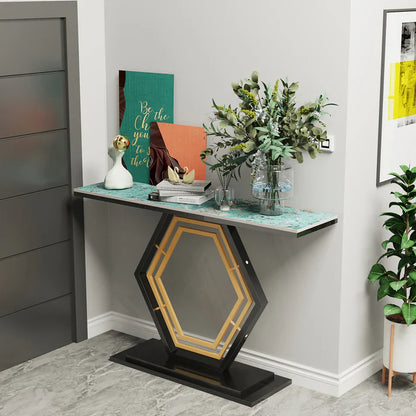 Console Entry Table with Geometric Base for Entryway