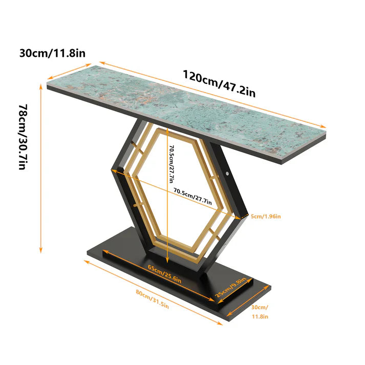 Console Entry Table with Geometric Base for Entryway