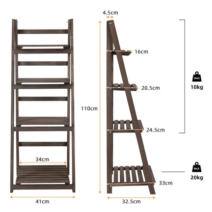 Foldable Wooden Ladder Shelf Plant Stand