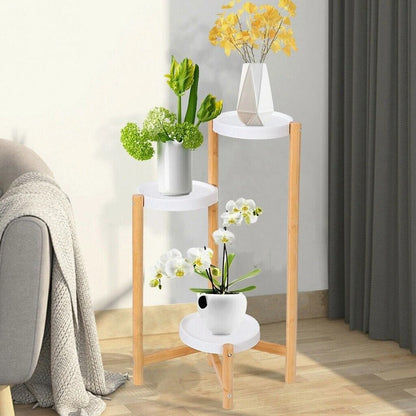 3-Tier Bamboo Plant Stand – Elegant Flower Shelf & Storage Rack for Your Balcony, Garden, and Outdoor Spaces