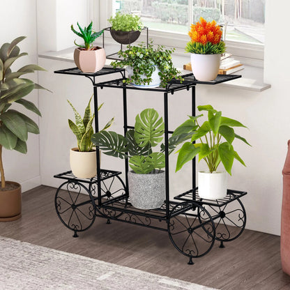 6-Tier Wrought Iron Plant Stand – Indoor/Outdoor Garden Cart Display Shelf for Home Décor