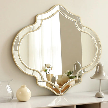 Large Gold Wall Mirror with Glass Frame – Modern Accent Mirror with Golden Rim for Living Room & Hallway Decor