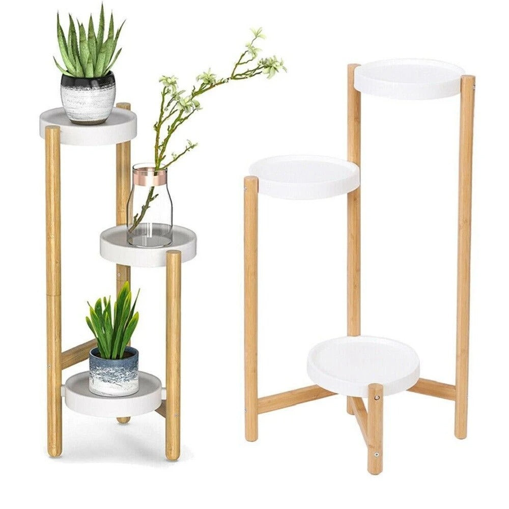 3-Tier Bamboo Plant Stand – Elegant Flower Shelf & Storage Rack for Your Balcony, Garden, and Outdoor Spaces