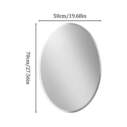 Oval Frameless Bathroom Mirror – High-Definition Vanity Mirror with Beveled Edge for Entryway & Living Room
