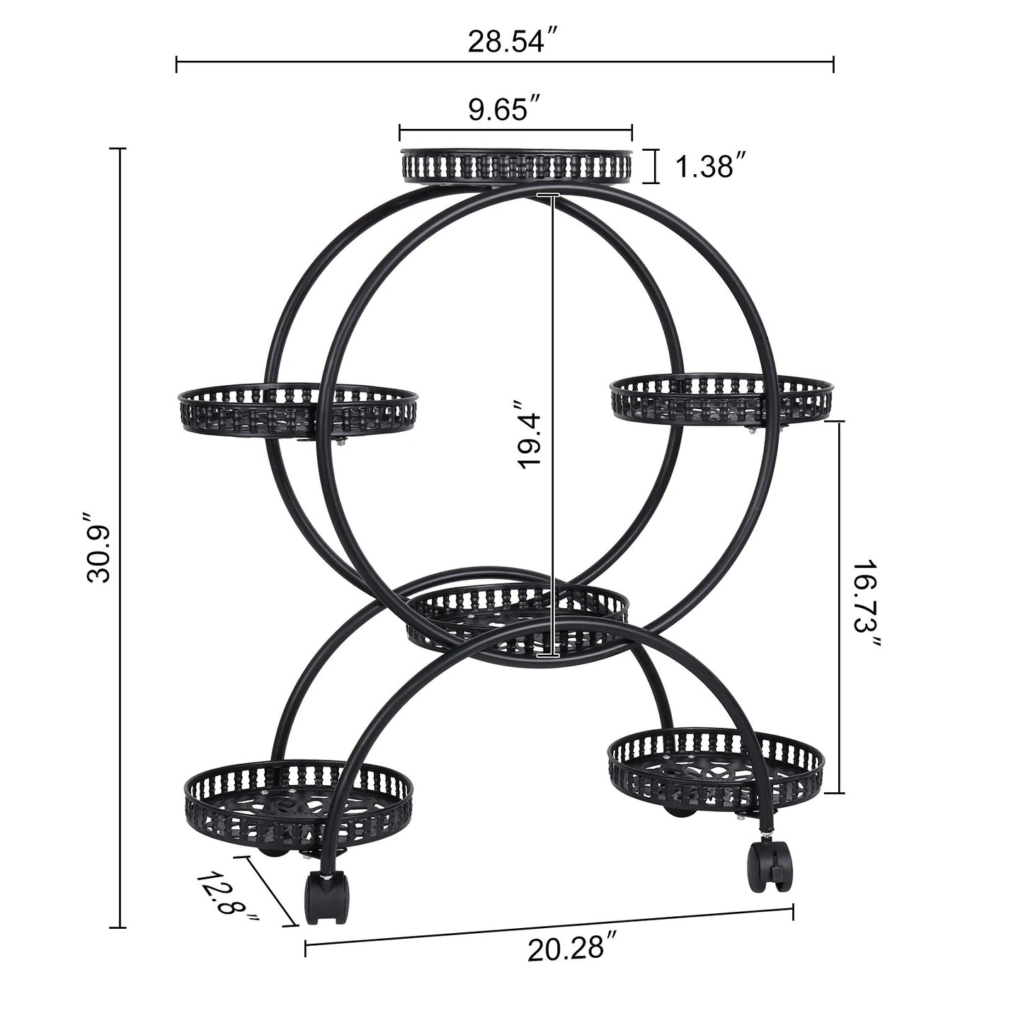 4-Layer Rolling Plant Stand – 6-Pot Flower Holder with Wheels for Balcony, Patio, or Indoor Spaces