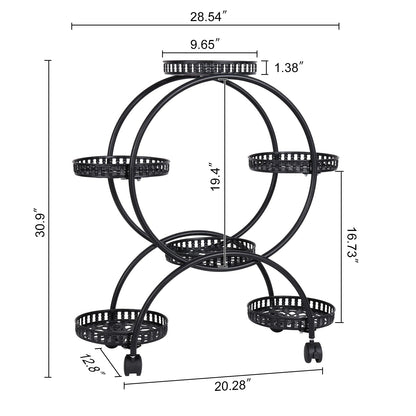 4-Layer Rolling Plant Stand – 6-Pot Flower Holder with Wheels for Balcony, Patio, or Indoor Spaces