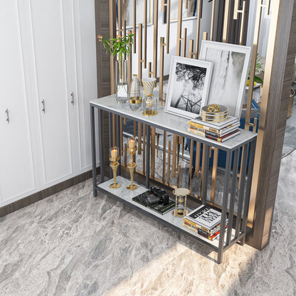 Modern Sintered Stone Console Table with Metal Base