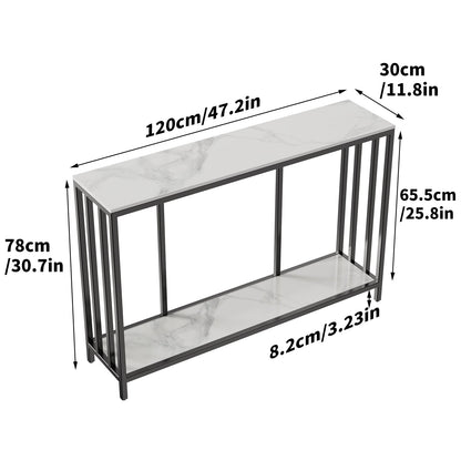 Modern Sintered Stone Console Table with Metal Base