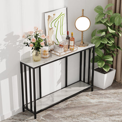 Modern Sintered Stone Console Table with Metal Base