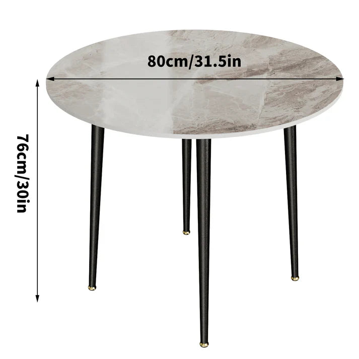 Round Kitchen Grey Sintered Stone Dining Table