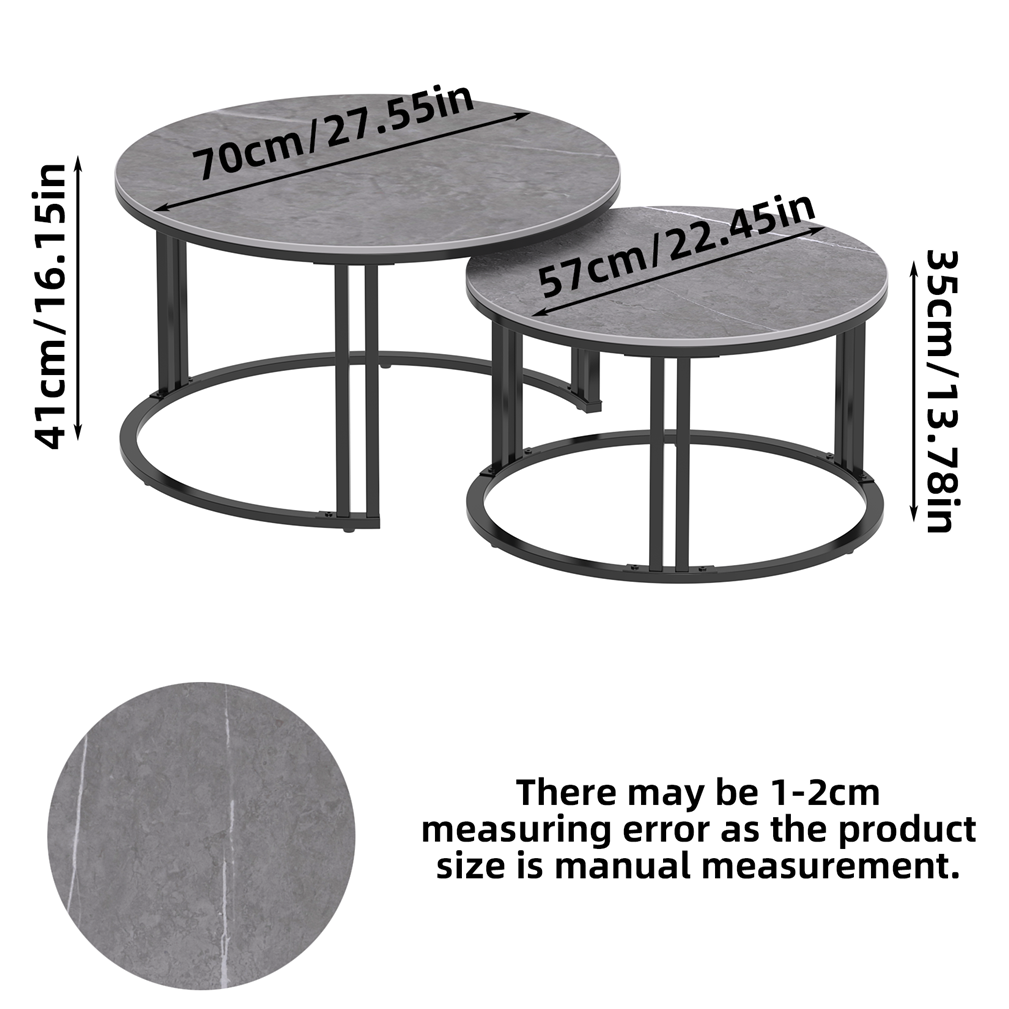 2PCS Dark Gray Texture Nesting Coffee Table Sintered Stone-top Stacking (Copy)