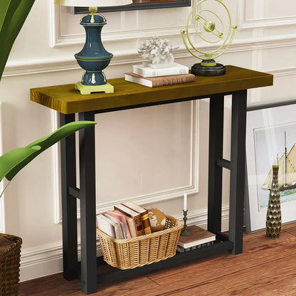 Rustic Farmhouse Pine Wood Sofa Console Table