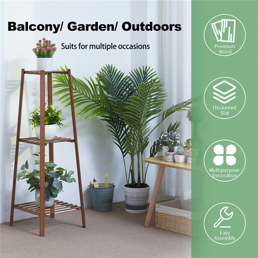 2 Tier Indoor Plant Stand Bamboo Planter