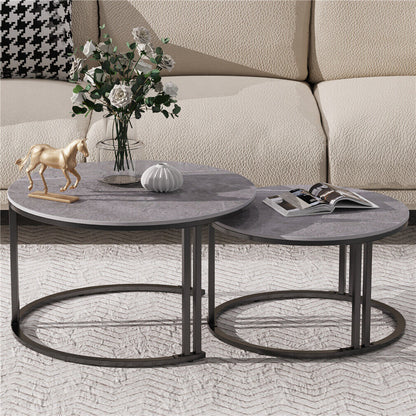 2PCS Dark Gray Texture Nesting Coffee Table Sintered Stone-top Stacking (Copy)