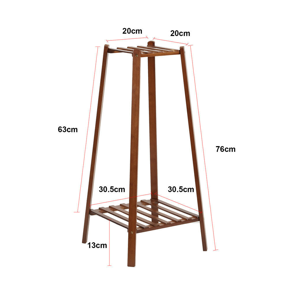 2 Tier Indoor Plant Stand Bamboo Planter