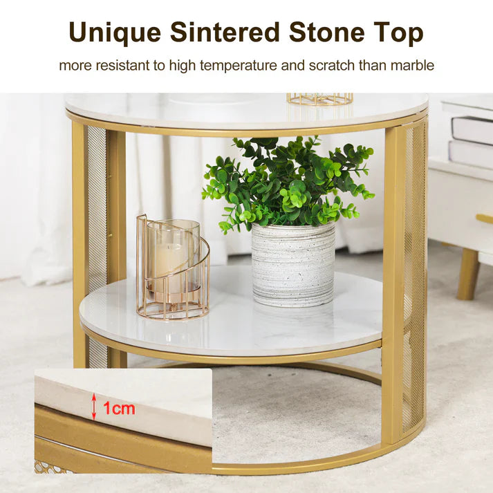 Modern 2 Tiers Storage Side Table